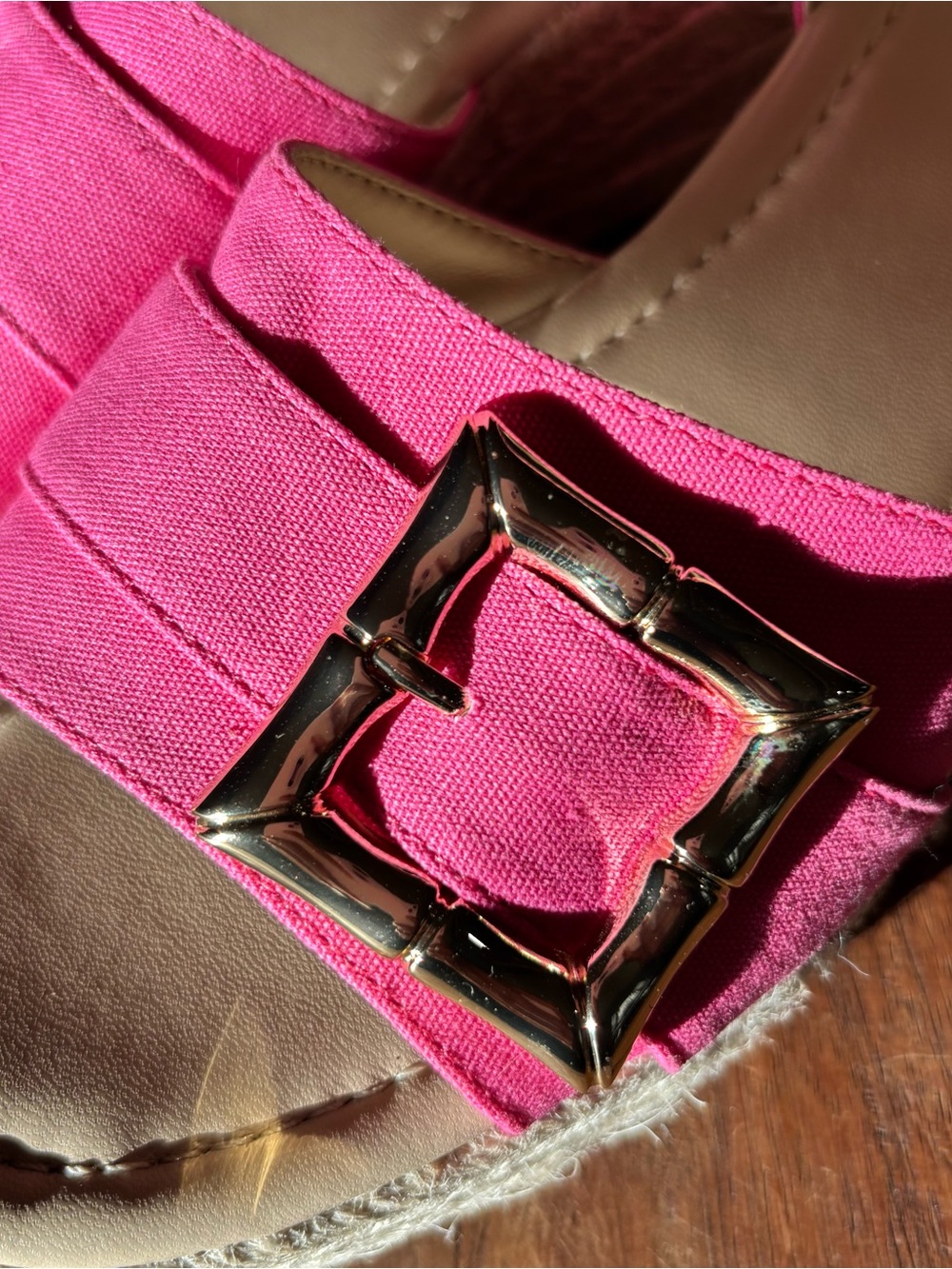crown & ivy Hot Pink Espadrille Wedge Sandals with Buckle - Picture 7 of 10